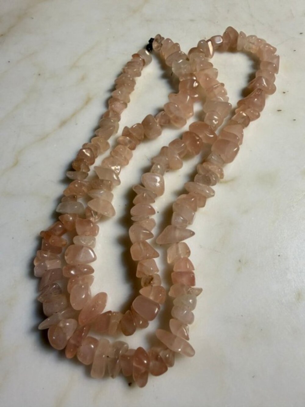 Vintage Natural Rose Quartz Crystal Necklace Pink Love Stone